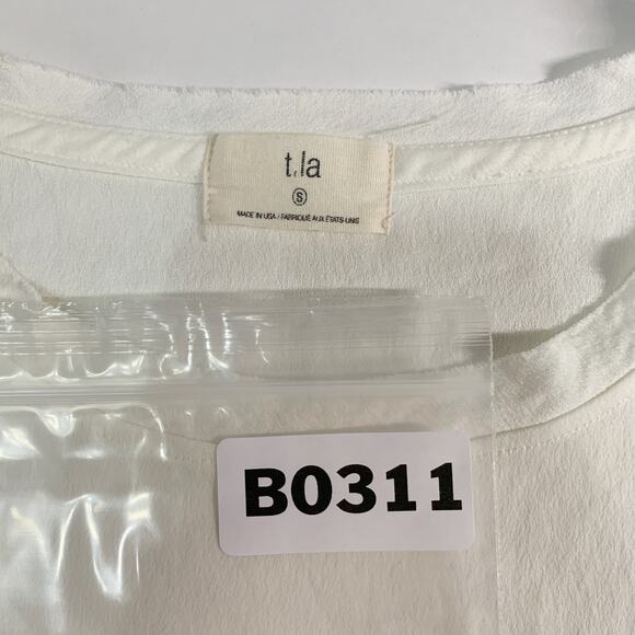 T.La S Womens White Classic Crew Neck Tee Short Sleeve Textured Collar - Picture 3 of 9